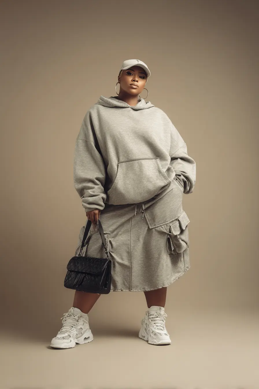 Oversized Hoodie + Cargo Skirt
