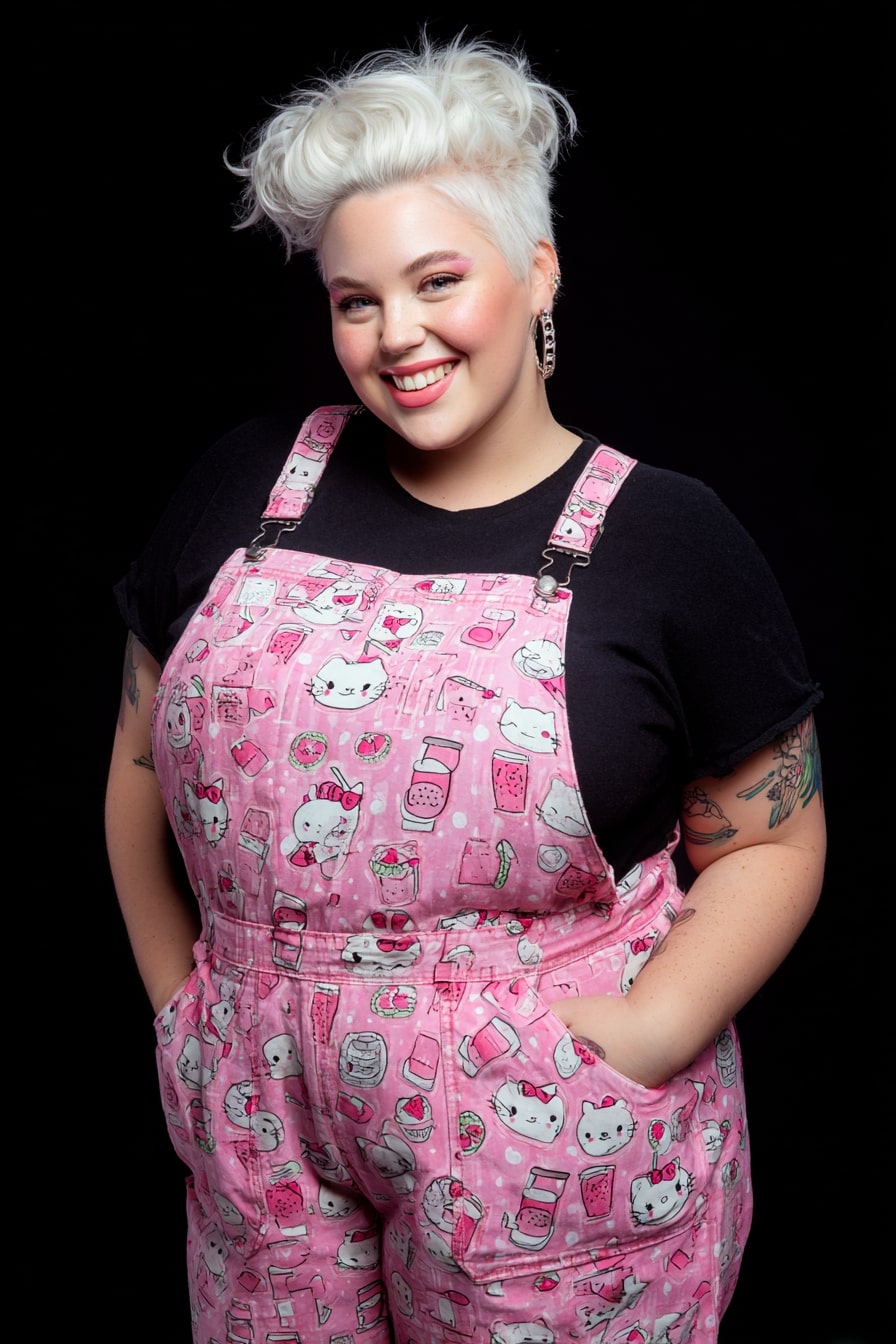 Playful Pink Disney Overalls Winter Look