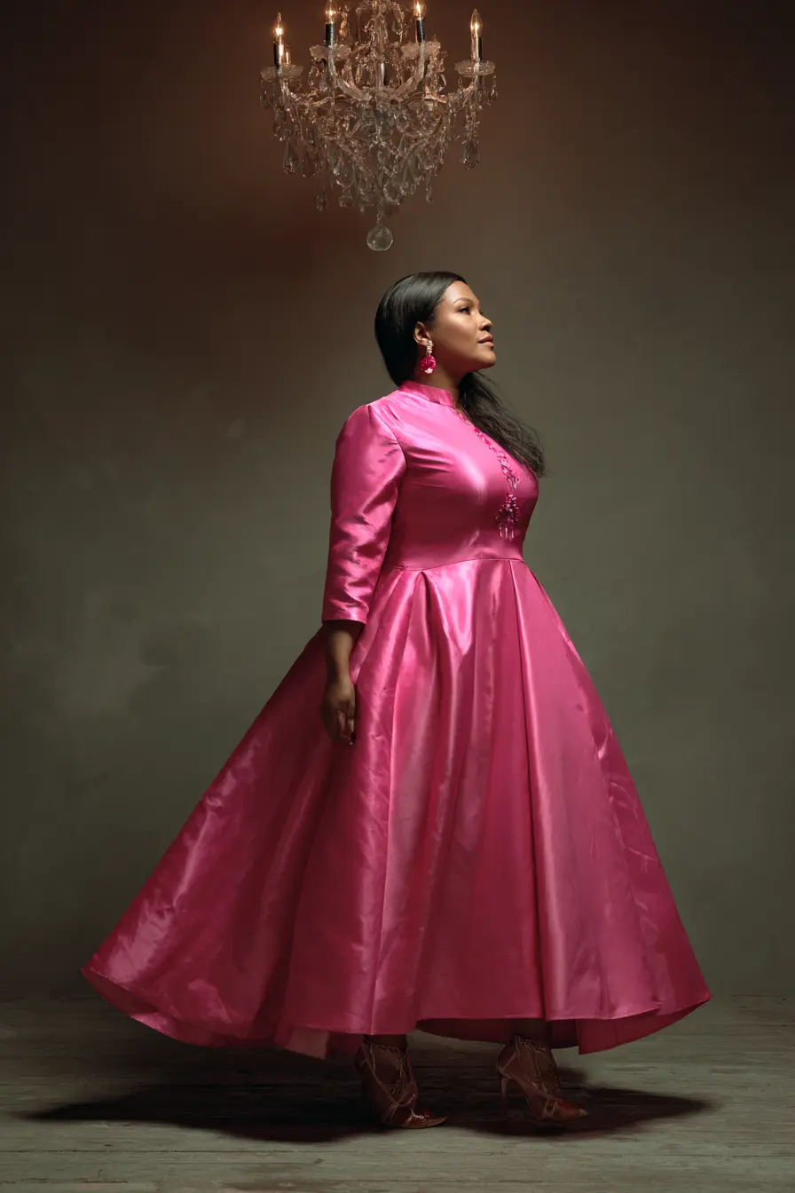 Satin Fit-and-Flare Dress + Structured Bodice