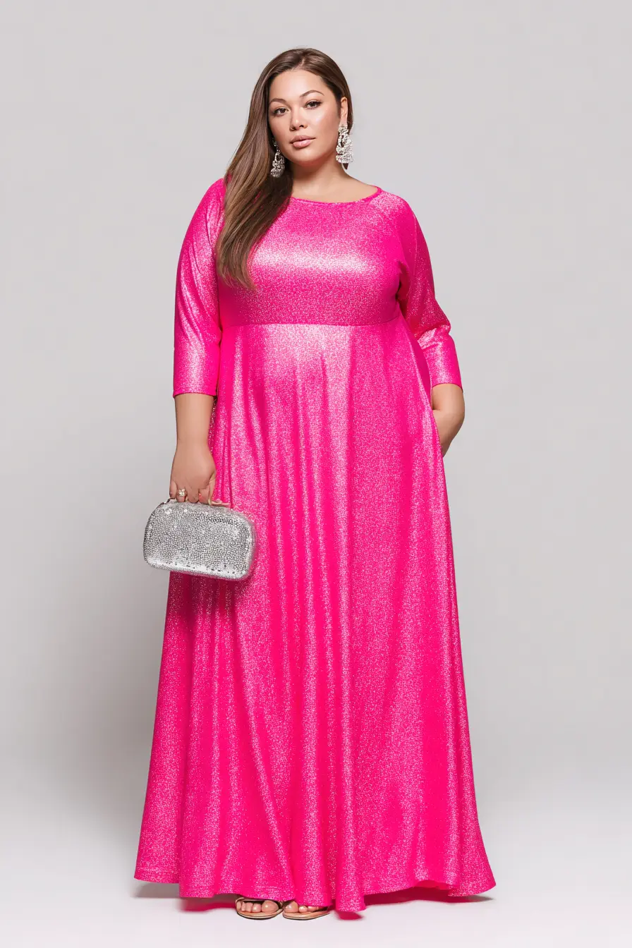 Shimmer A-Line Dress + Metallic Details