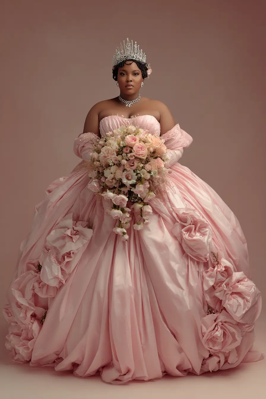 Voluminous Rose Ball Gown + Satin Draping