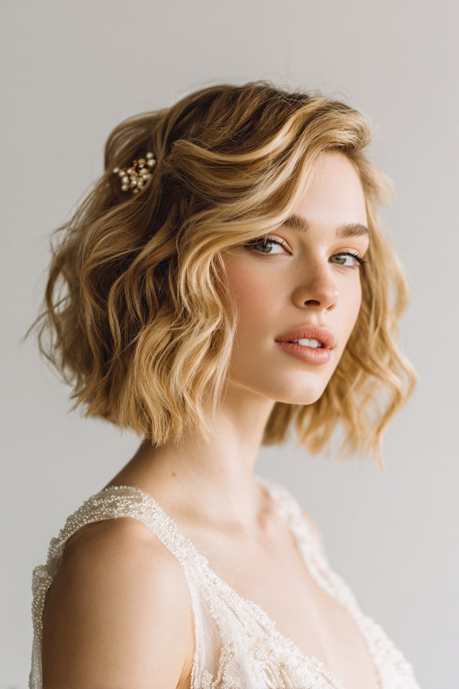 13. Romantic Bob with Side Twists