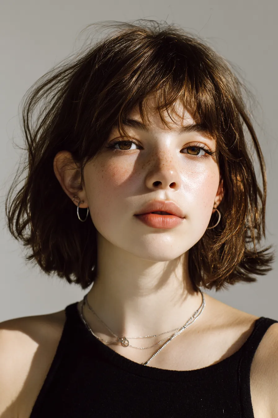 Soft French Bob with Feathered Fringe