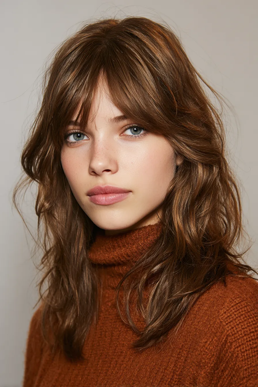 Modern Shag with Wispy Curtain Bangs