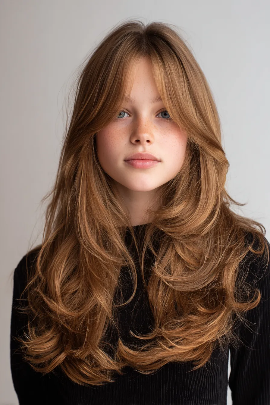 Butterfly Layers with Soft Curtain Bangs