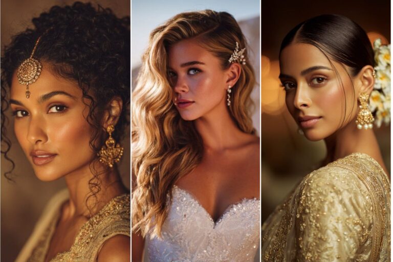 12 Best Bridal Look Hairstyles for Diamond Face