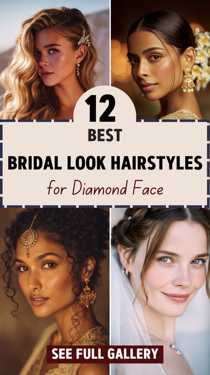 12 Best Bridal Look Hairstyles for Diamond Face