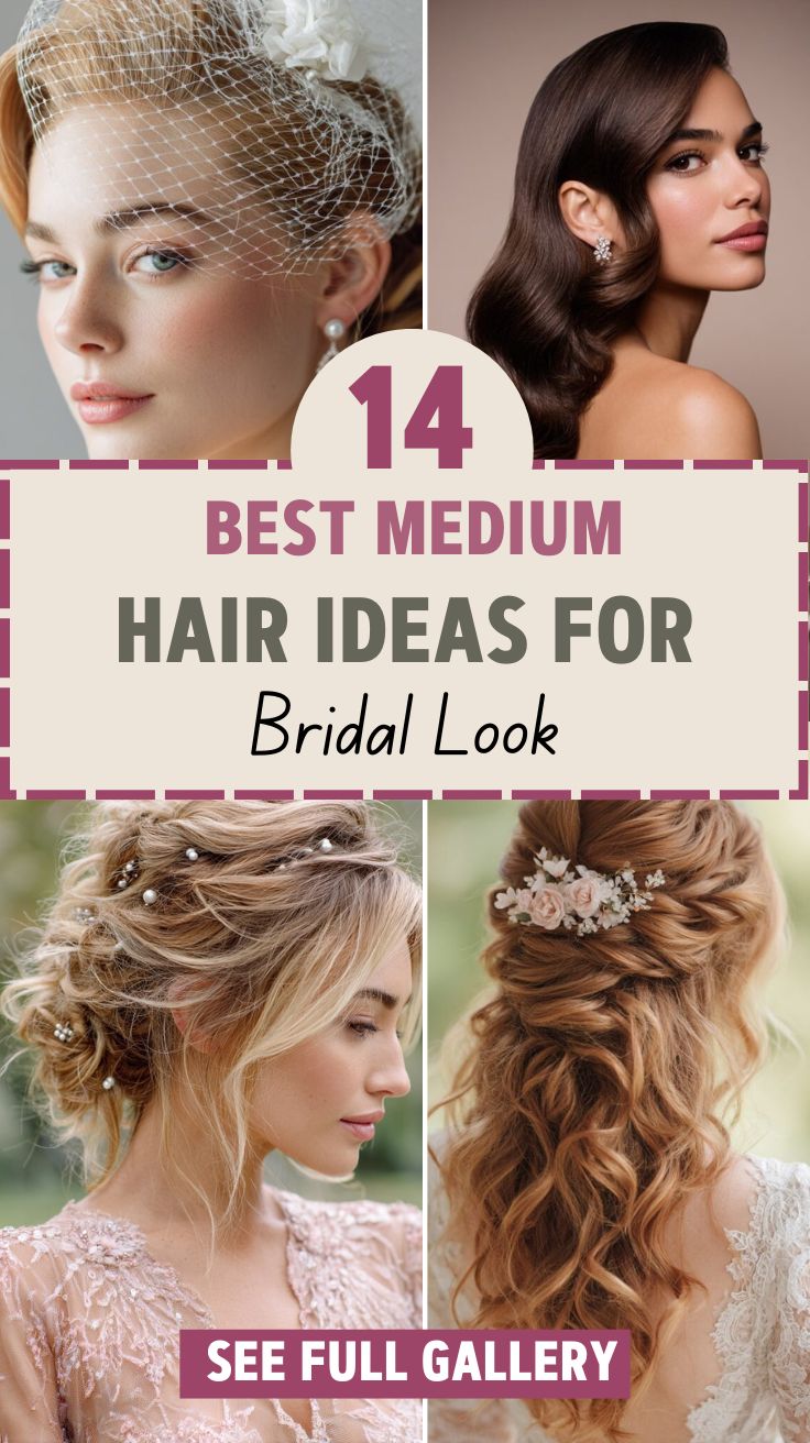 14 Best Medium Hair Ideas for Bridal Look