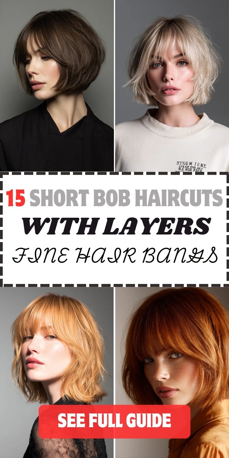 15 short bob haircuts with layers fine hair bangs