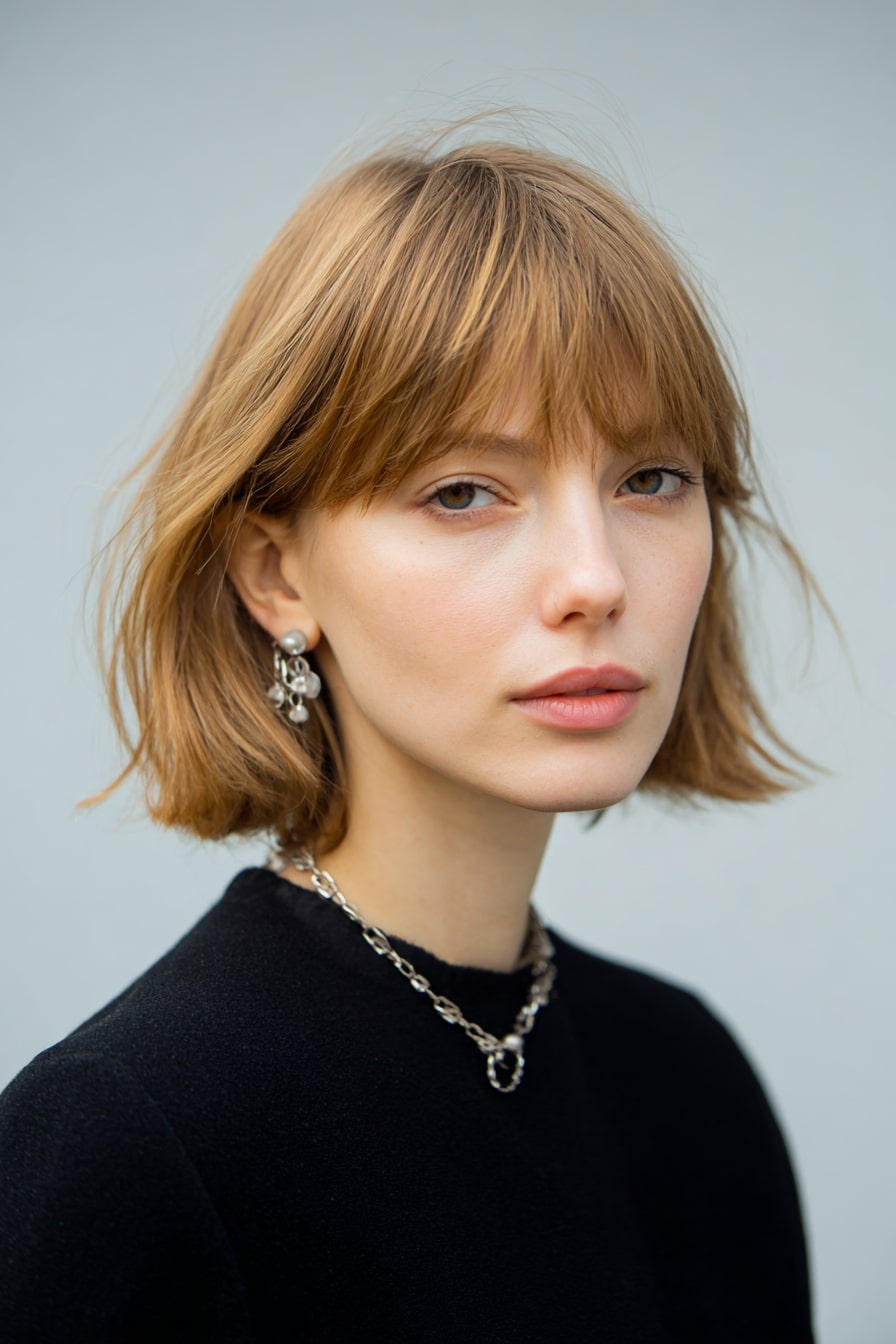 Soft Windswept Micro-Fringe Bob