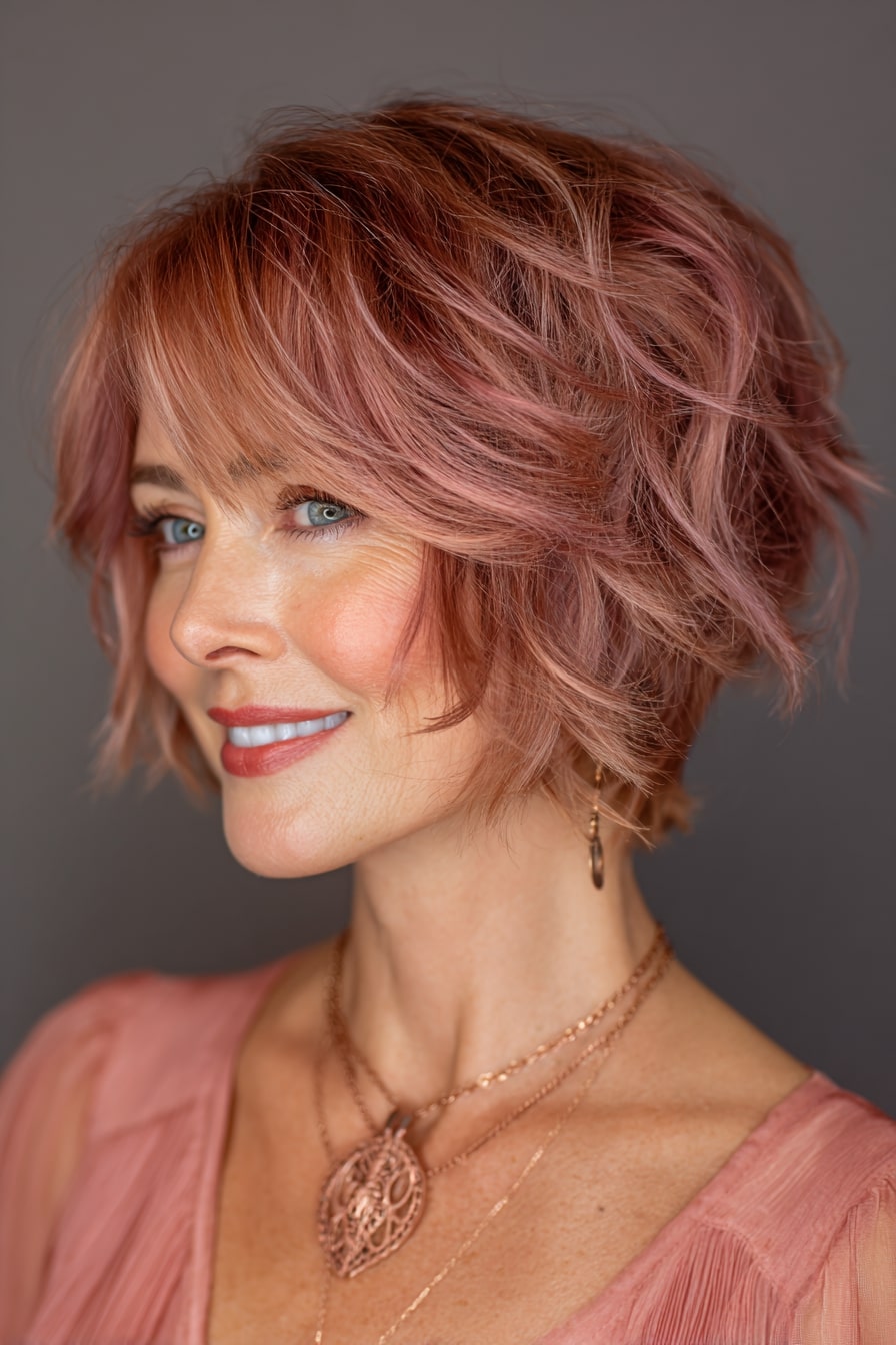 Rose-Toned Tousled Bob