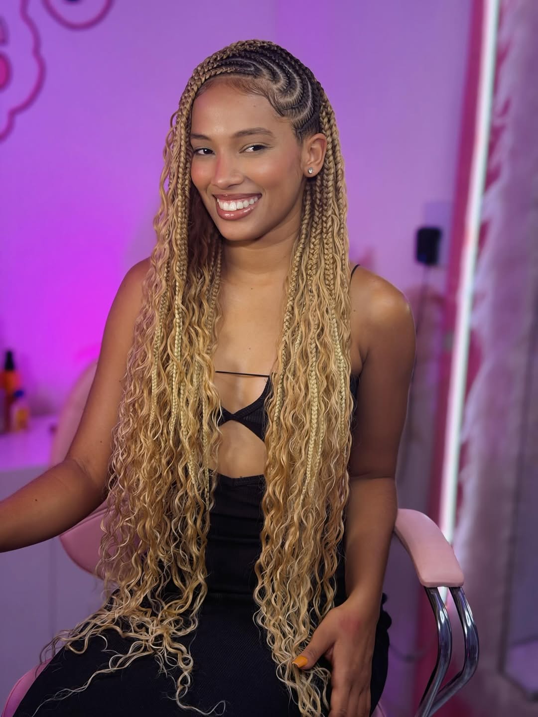 Sculpted Lemonade Cornrows + Flowing Goddess Lengths