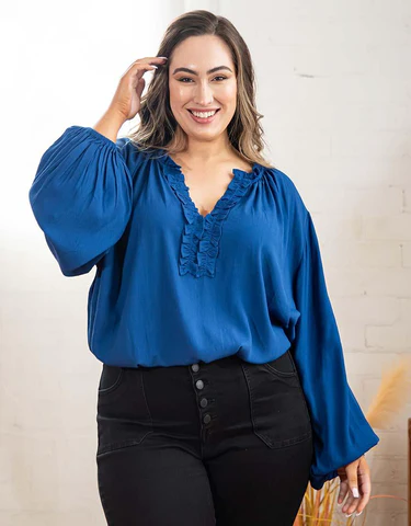 Billowed Indigo Blouse
