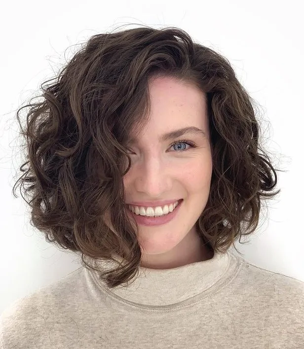 Curly Asymmetrical Bob