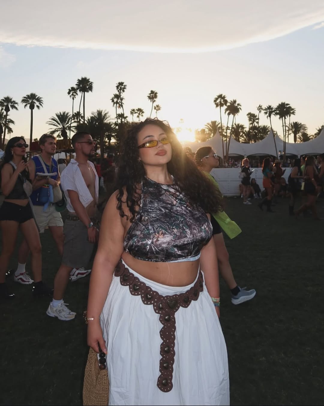 Textured Crop Halter + Sculpted Leather Belt Skirt