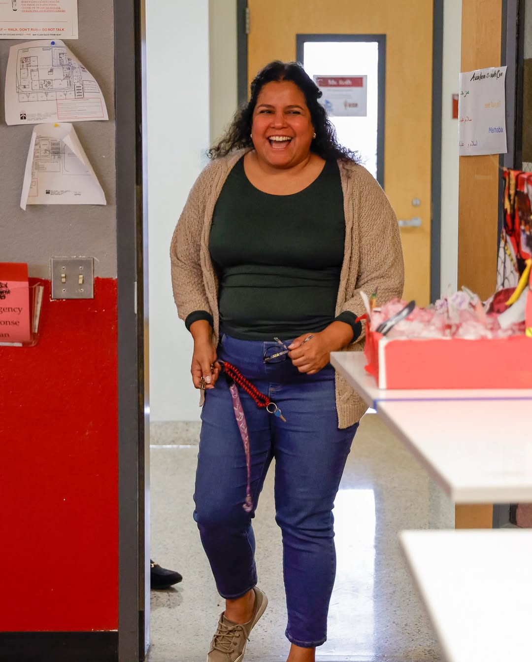 Soft Knit Cardigan + Slim Indigo Jeans