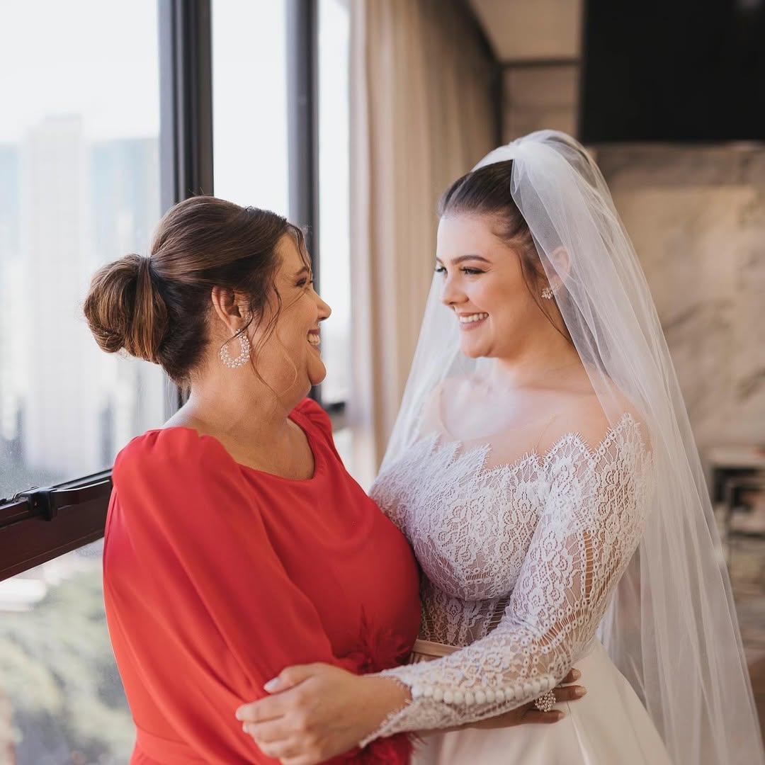Draped Red Gown + Softly Gathered Sleeves