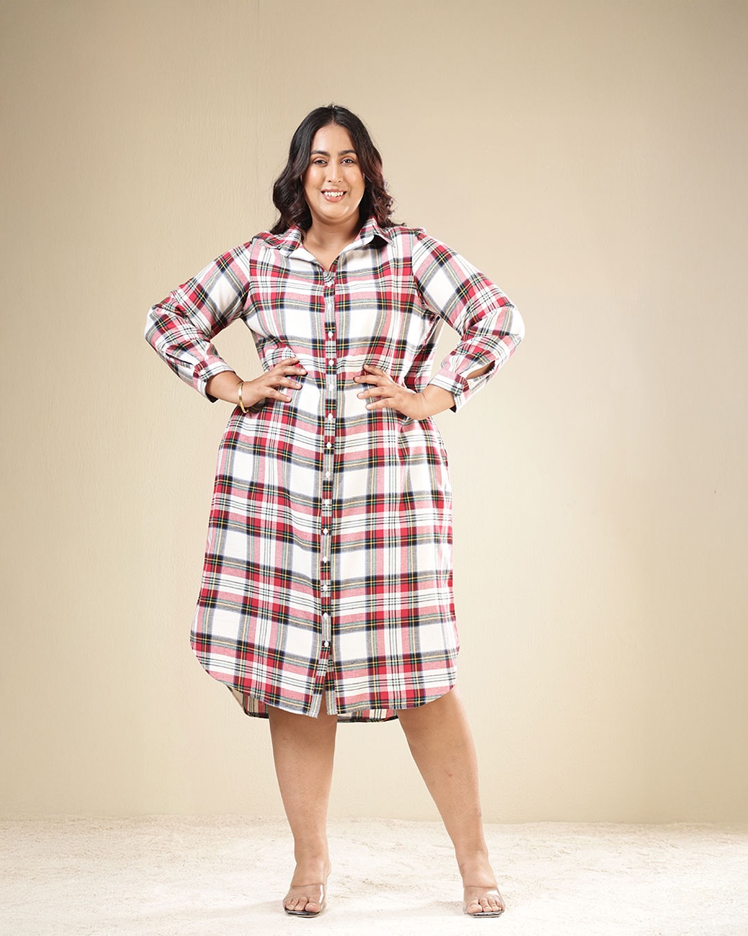 Button-Front Flannel Shirt Dress + Clean Lines