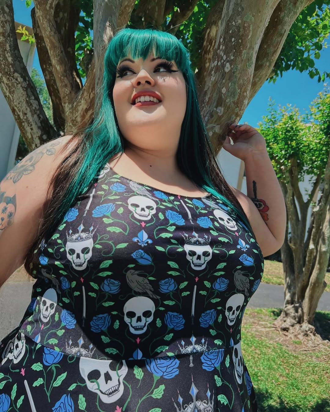 Graphic Skull Dress + Moody Floral Pattern