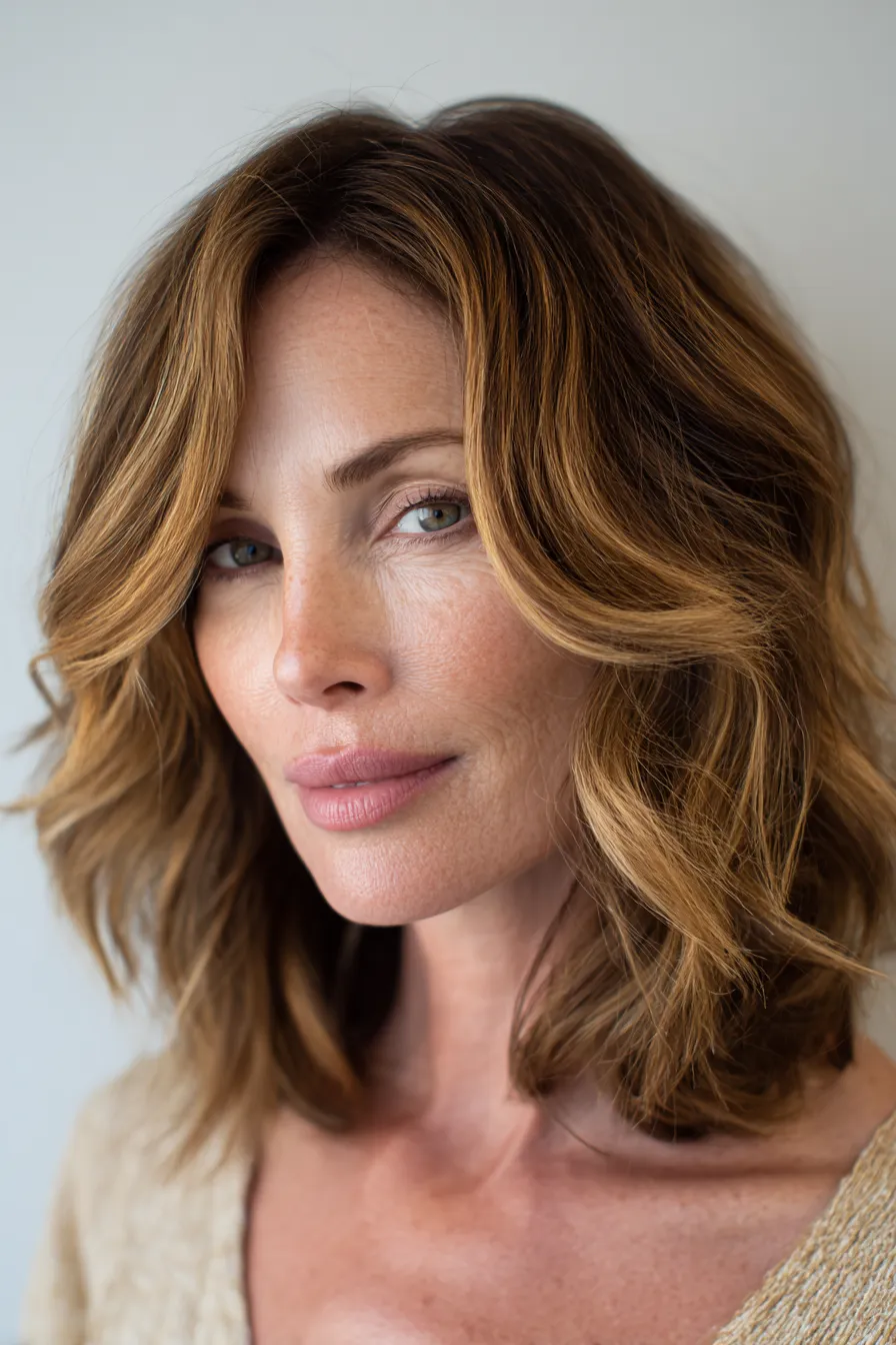 Tousled Caramel Shag Lob