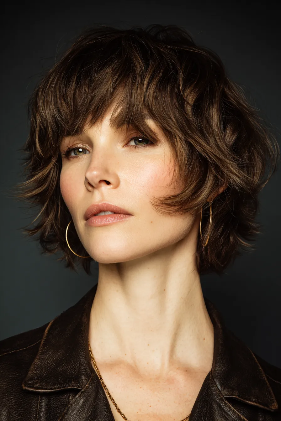 Tousled Brunette Shag