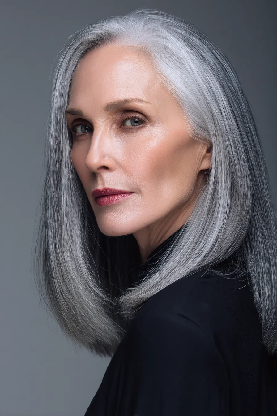 Sleek Silver Mid-Length Cut