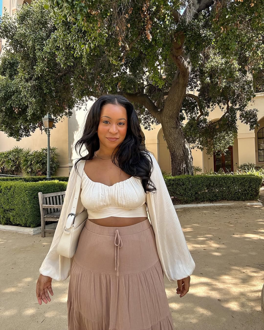 Soft Ruched Crop Top + Flowing Tiered Skirt