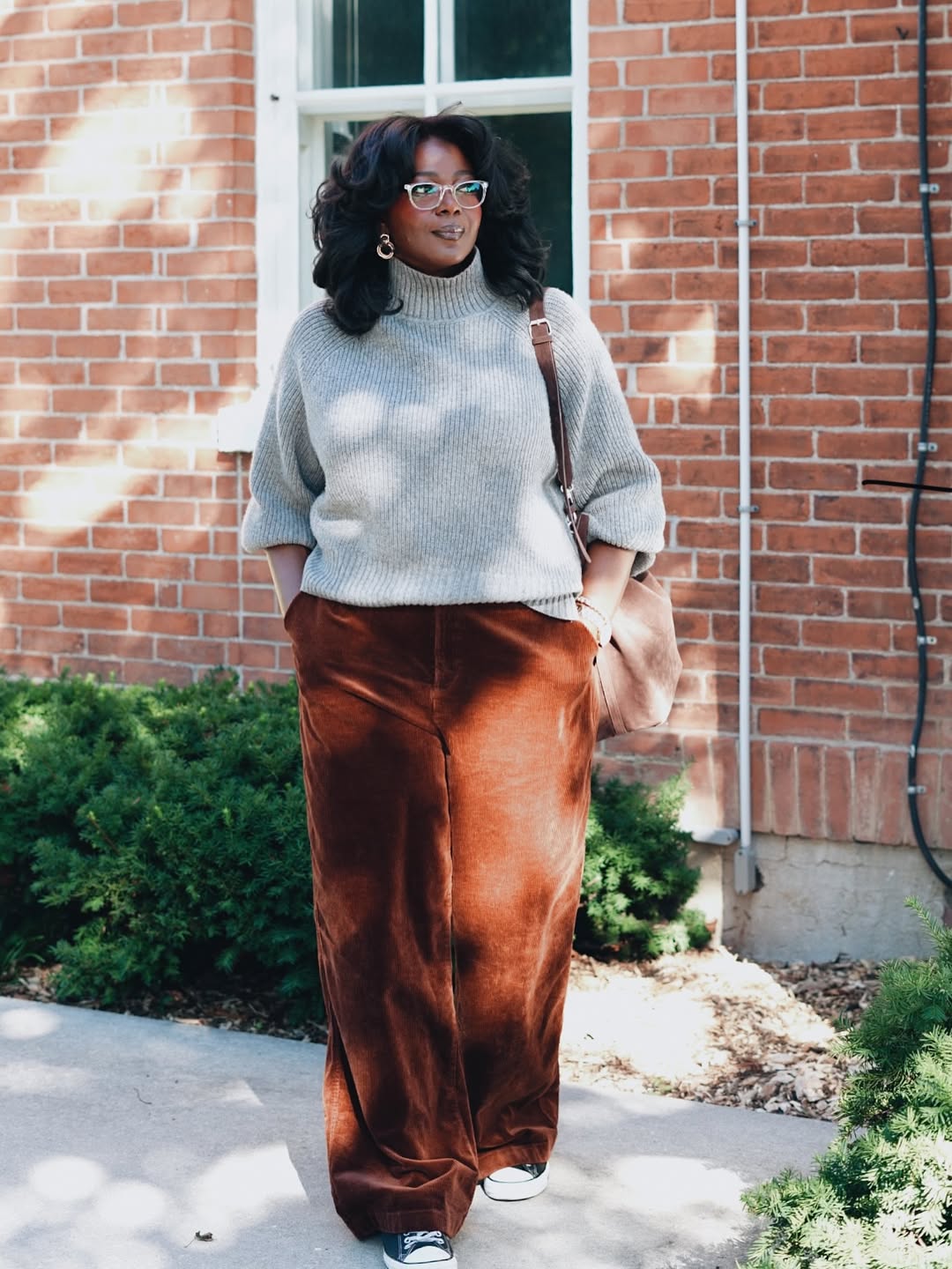 Chunky Turtleneck Knit + Wide Corduroy Trousers