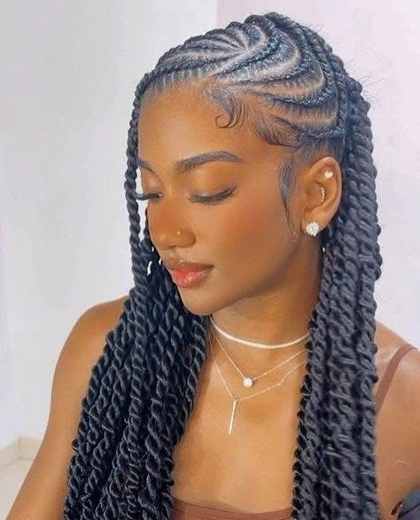 Curved Scalp Braids + Silky Rope Twists