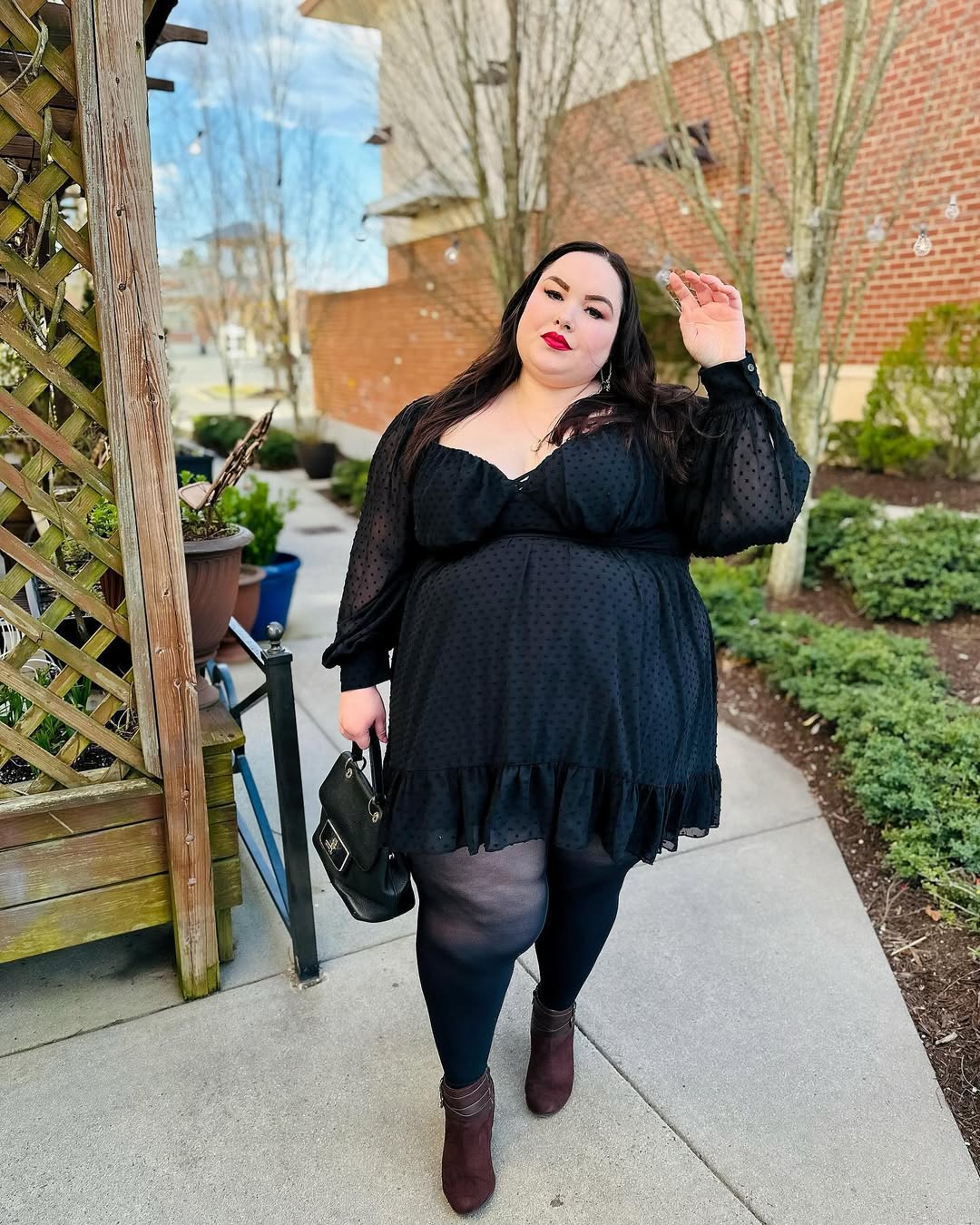 Sheer Dot Mini Dress + Suede Berry Booties