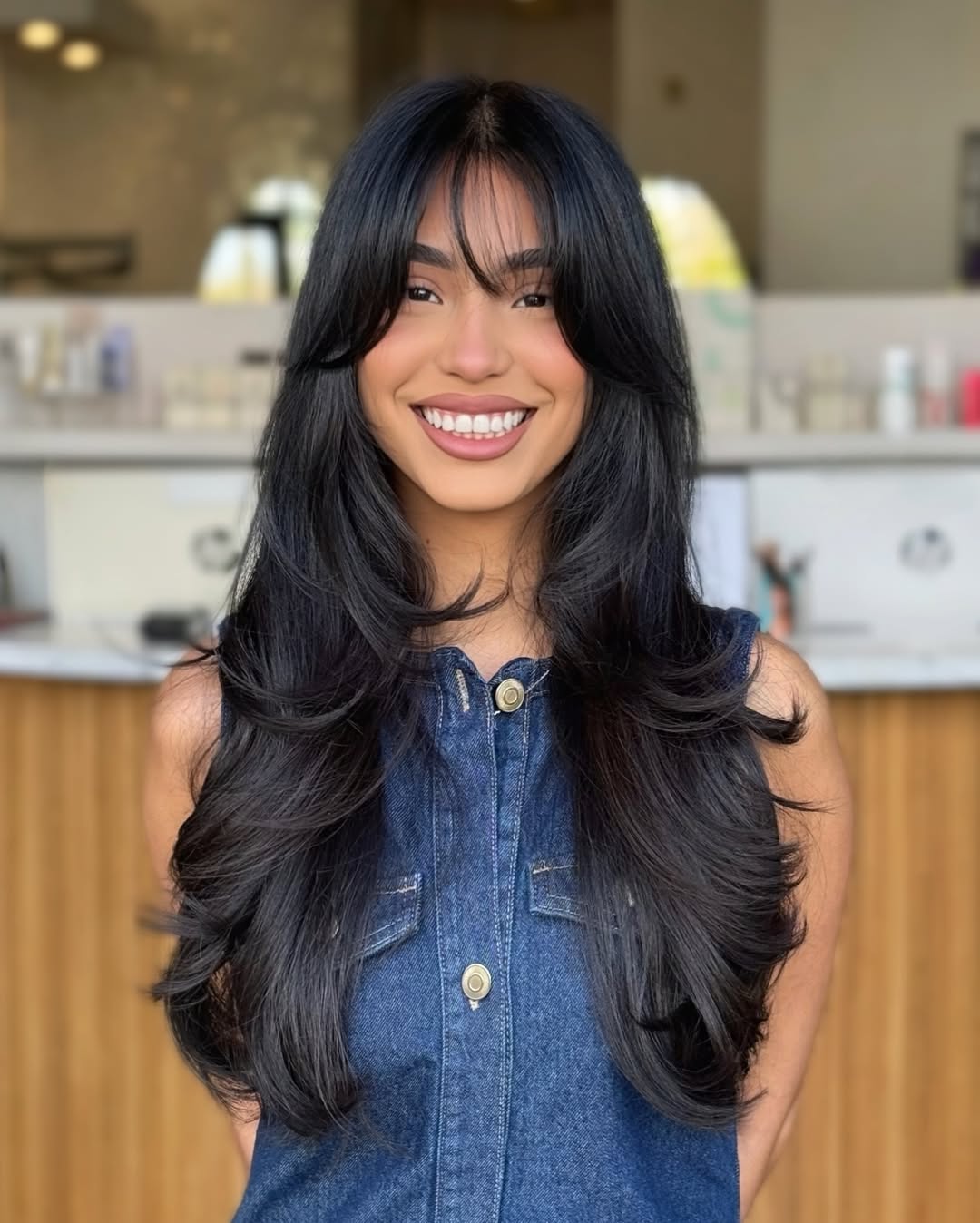 Layered Length with Feathered Curtain Bangs