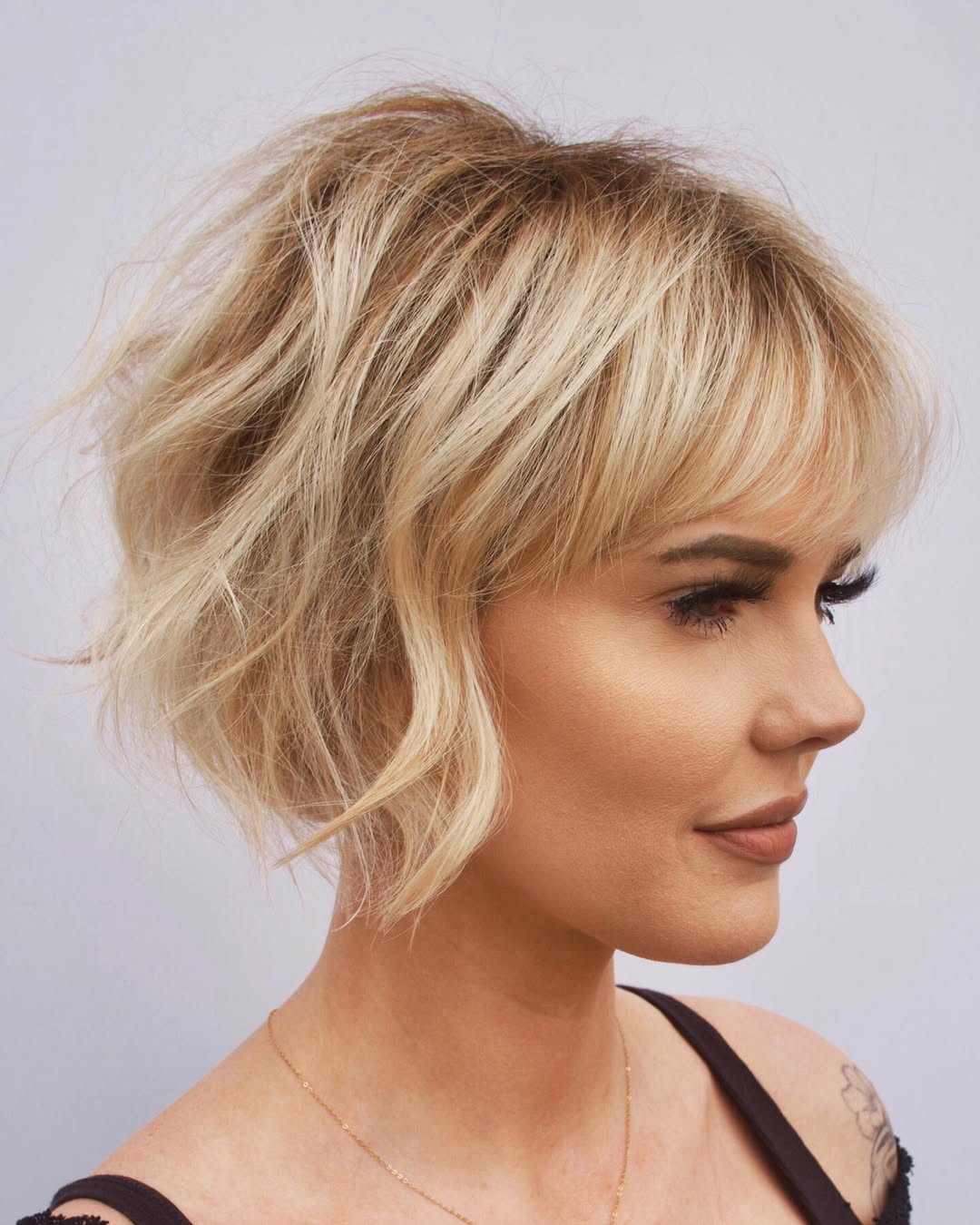 Tousled Blonde Micro-Wave Bob