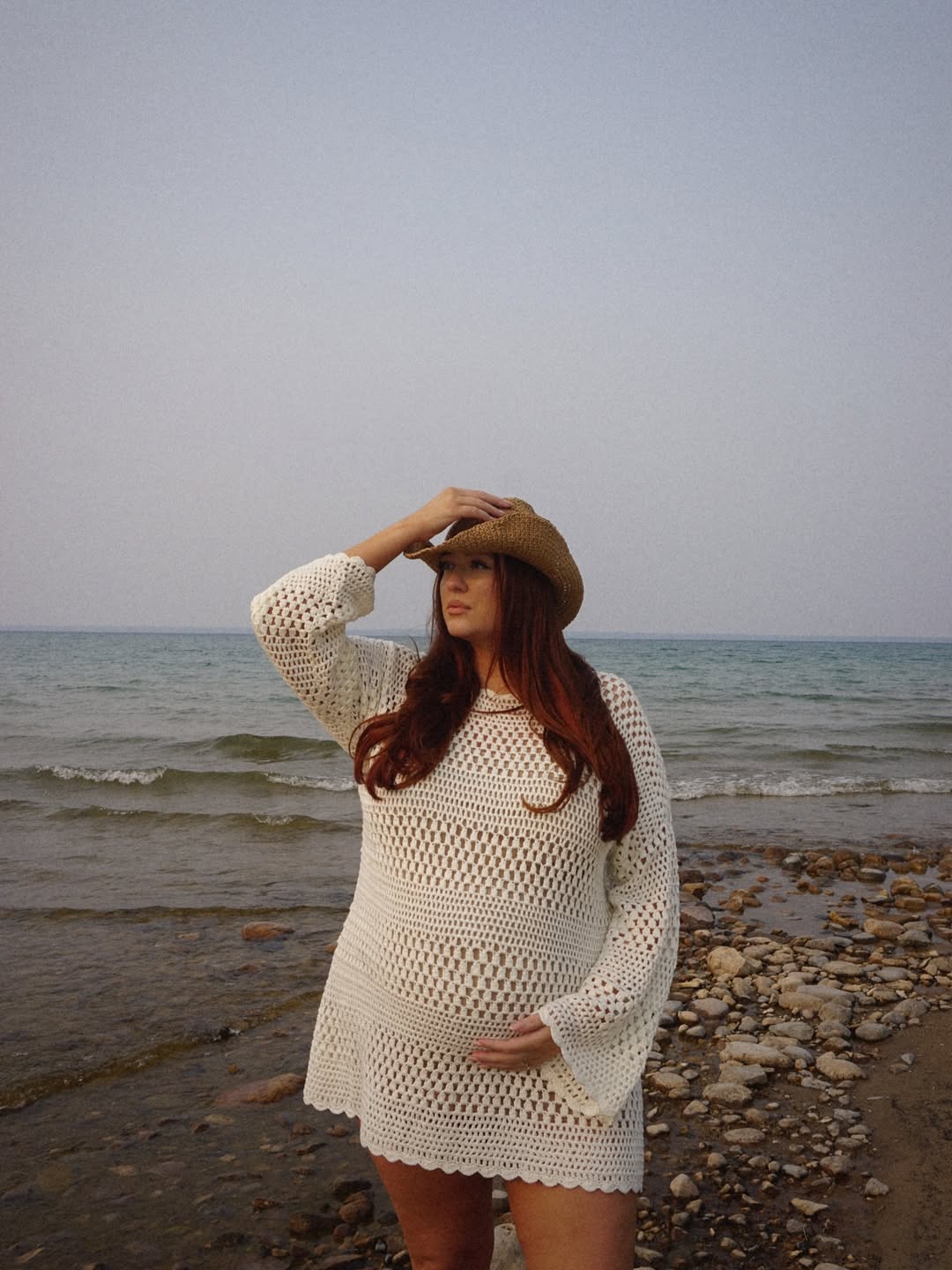 Open-Weave Crochet Dress + Fall Beach Layering