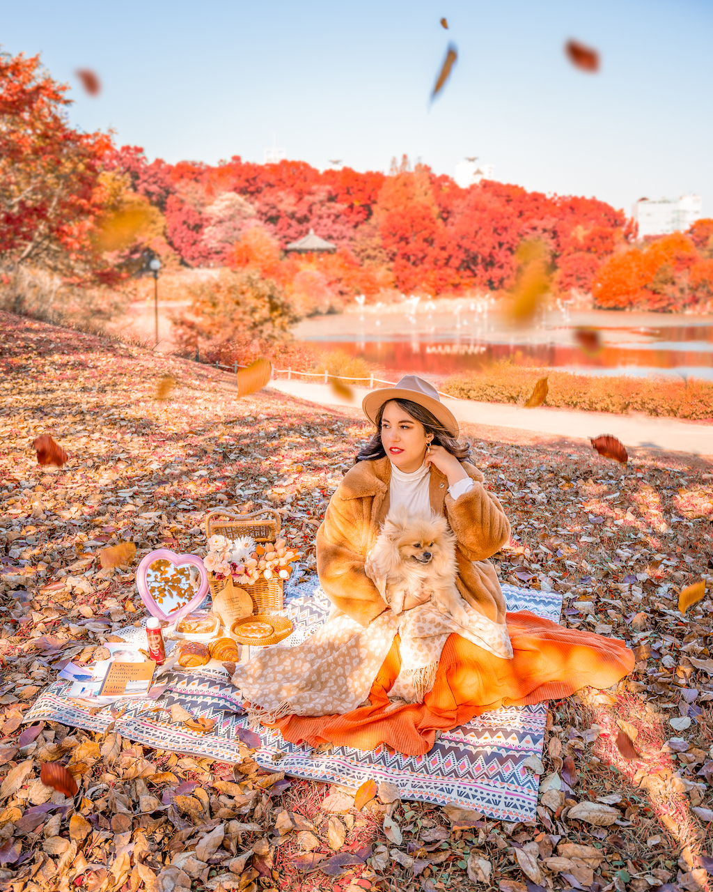 Oversized Teddy Coat + Flowing Pleated Skirt