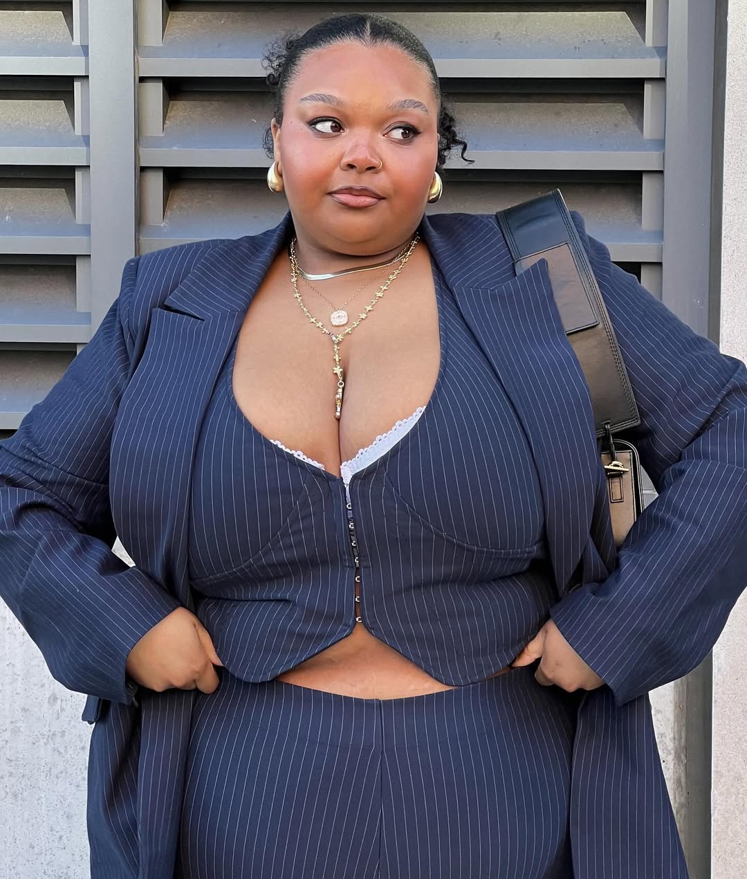 Pinstripe Corset Blazer Set + Confident Curve Lines