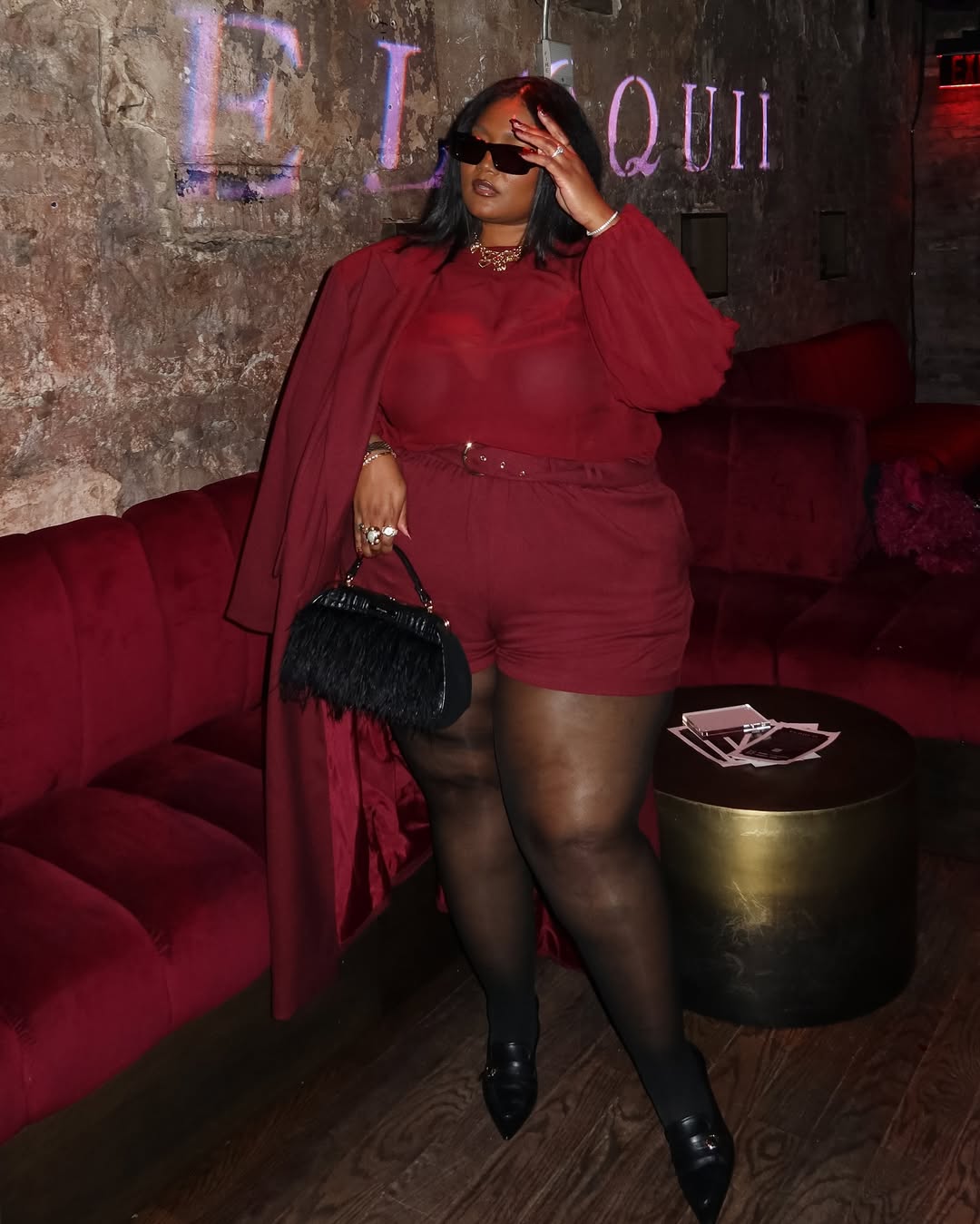 Monochrome Layering + Sheer Puff-Sleeve Top