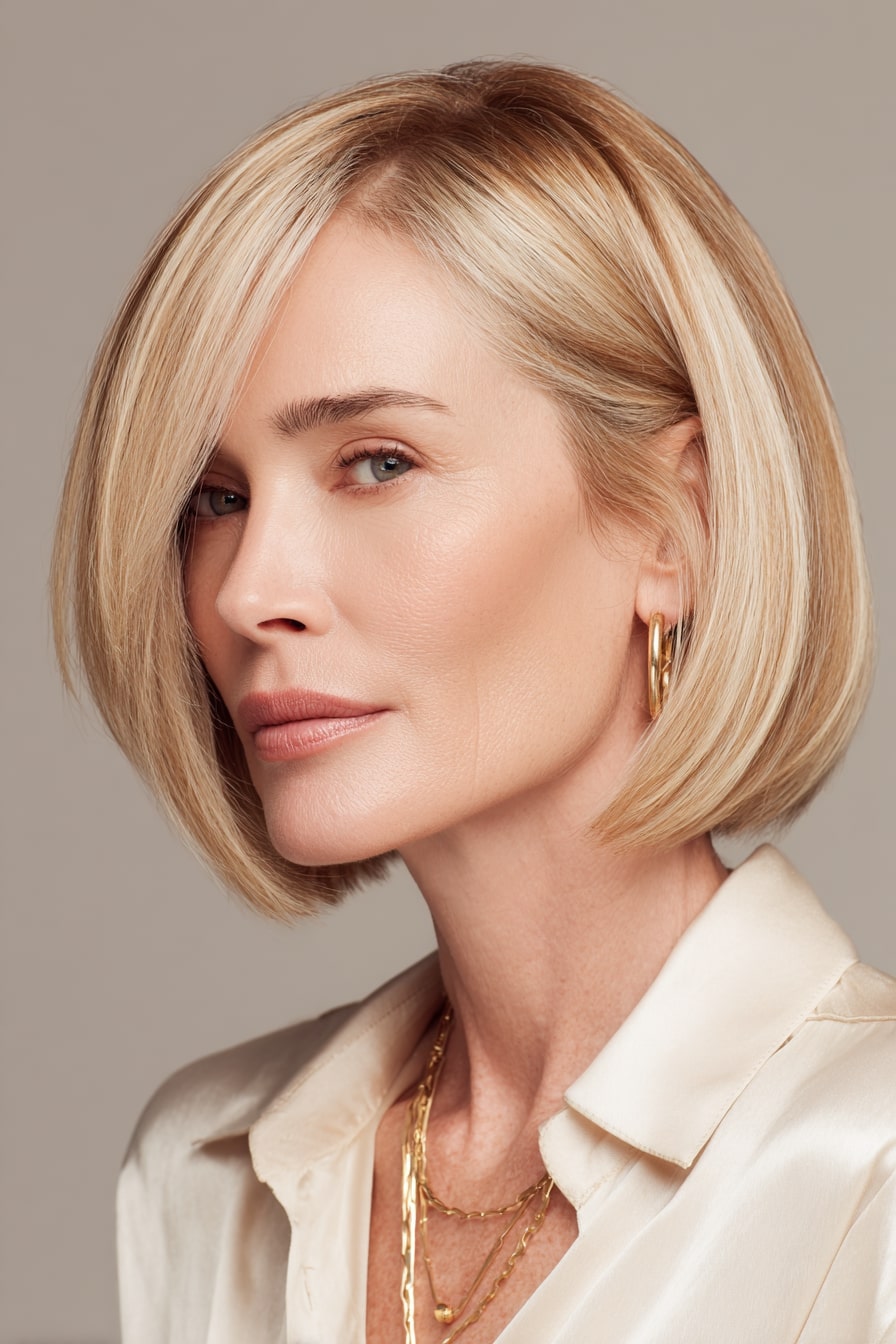 Sculpted Blonde Precision Bob