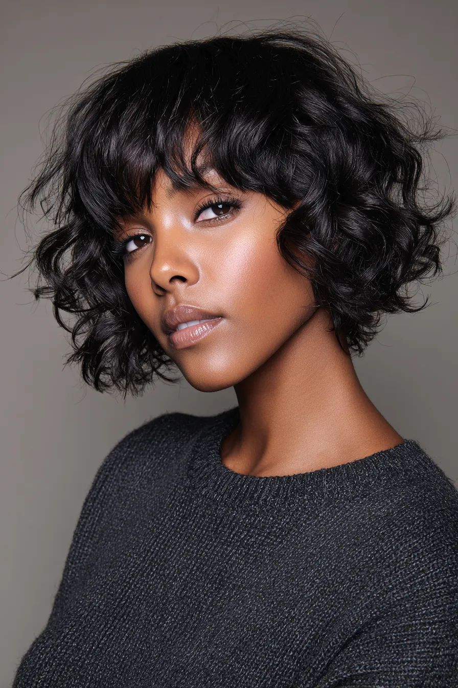 Curved Tousled Crop with Soft Fringe