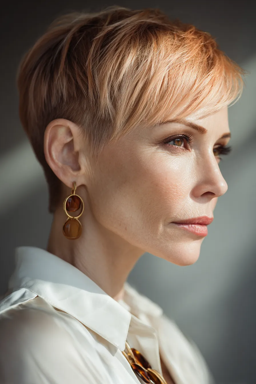 Peach-Toned Precision Pixie