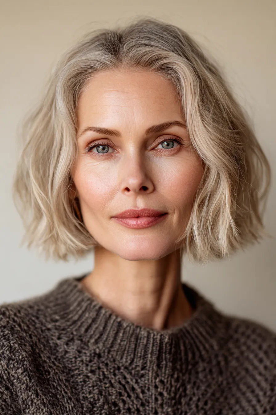 Textured Pearl Blonde Bob