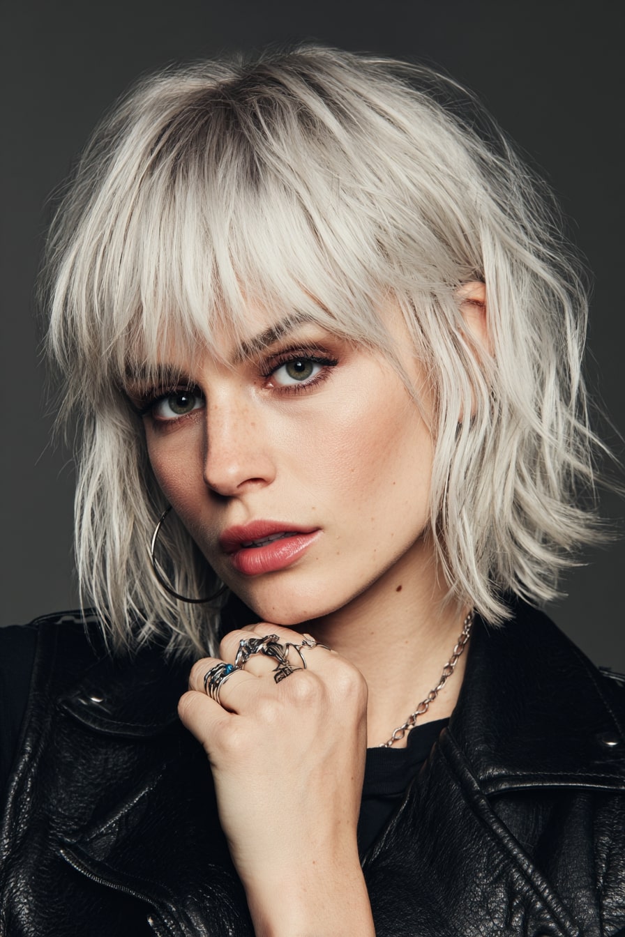 Platinum Shag-Edge Bob