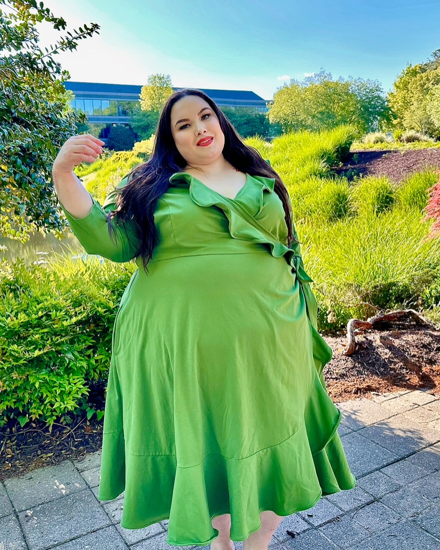 Ruffled Wrap Midi Dress + Soft Cascading Waves