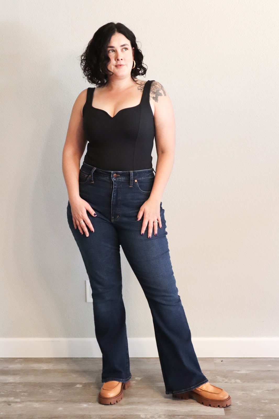 Sculpted Bodysuit & Dark-Flare Combo