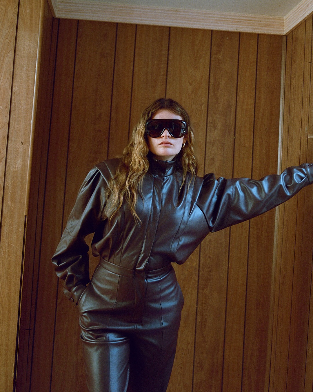 Sculpted Faux Leather Set + Oversized Shades