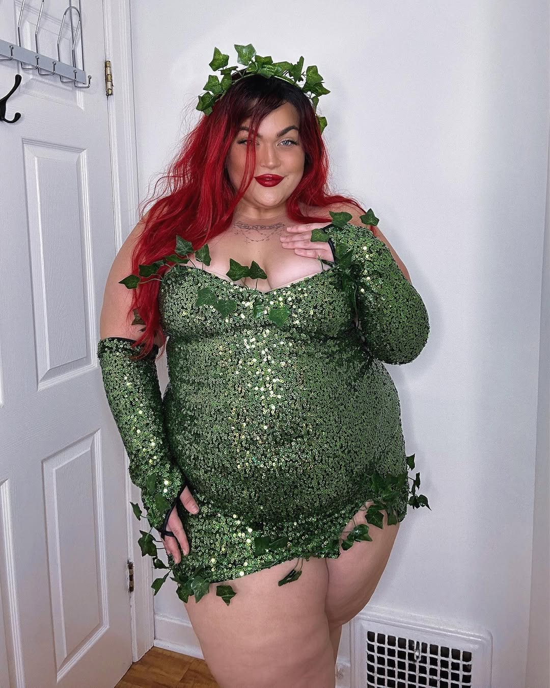 Sequin Ivy Dress + Leaf Crown Accents