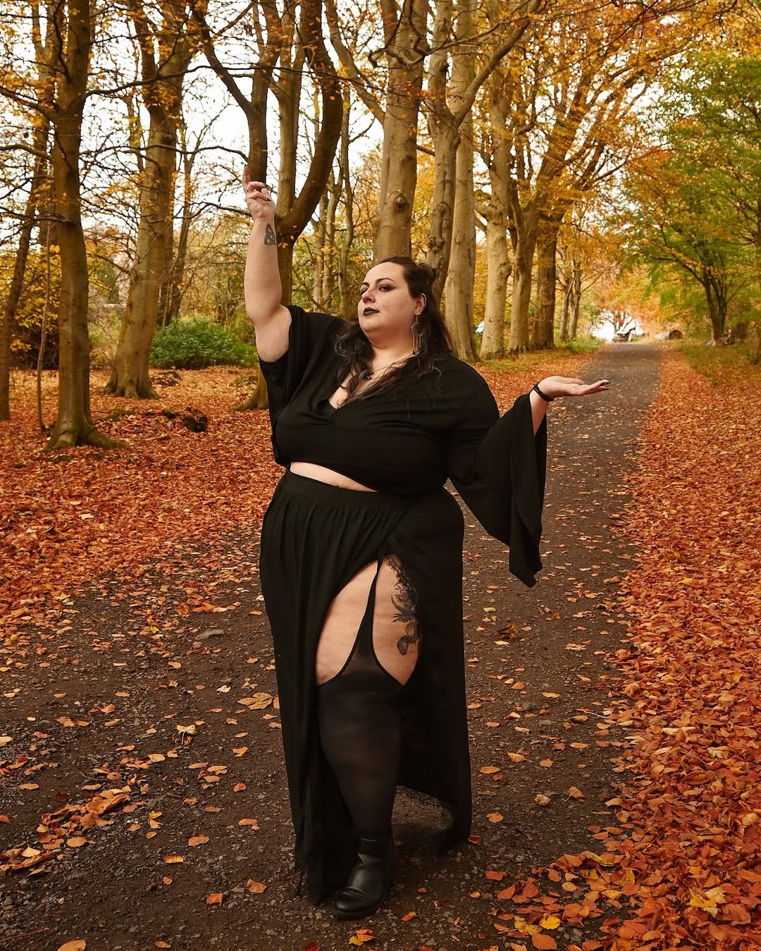 Slit Maxi Skirt + Draped Witchy Crop Top