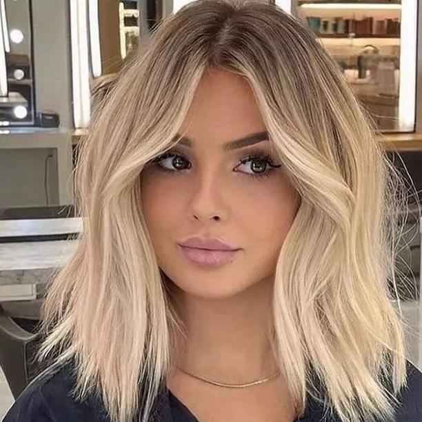 Soft Blonde Layered Lob