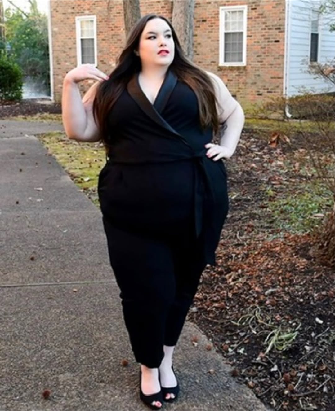 Draped Wrap Jumpsuit + Peep-Toe Flats