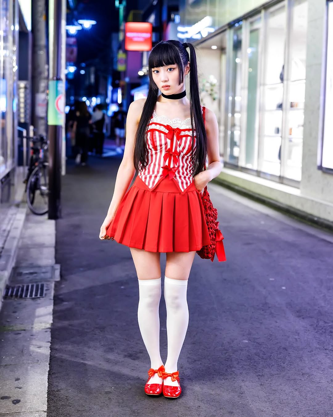 Striped Corset Top + Pleated Mini Skirt