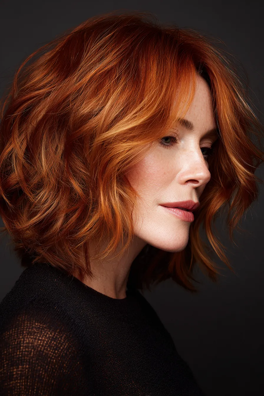 Voluminous Copper Textured Bob